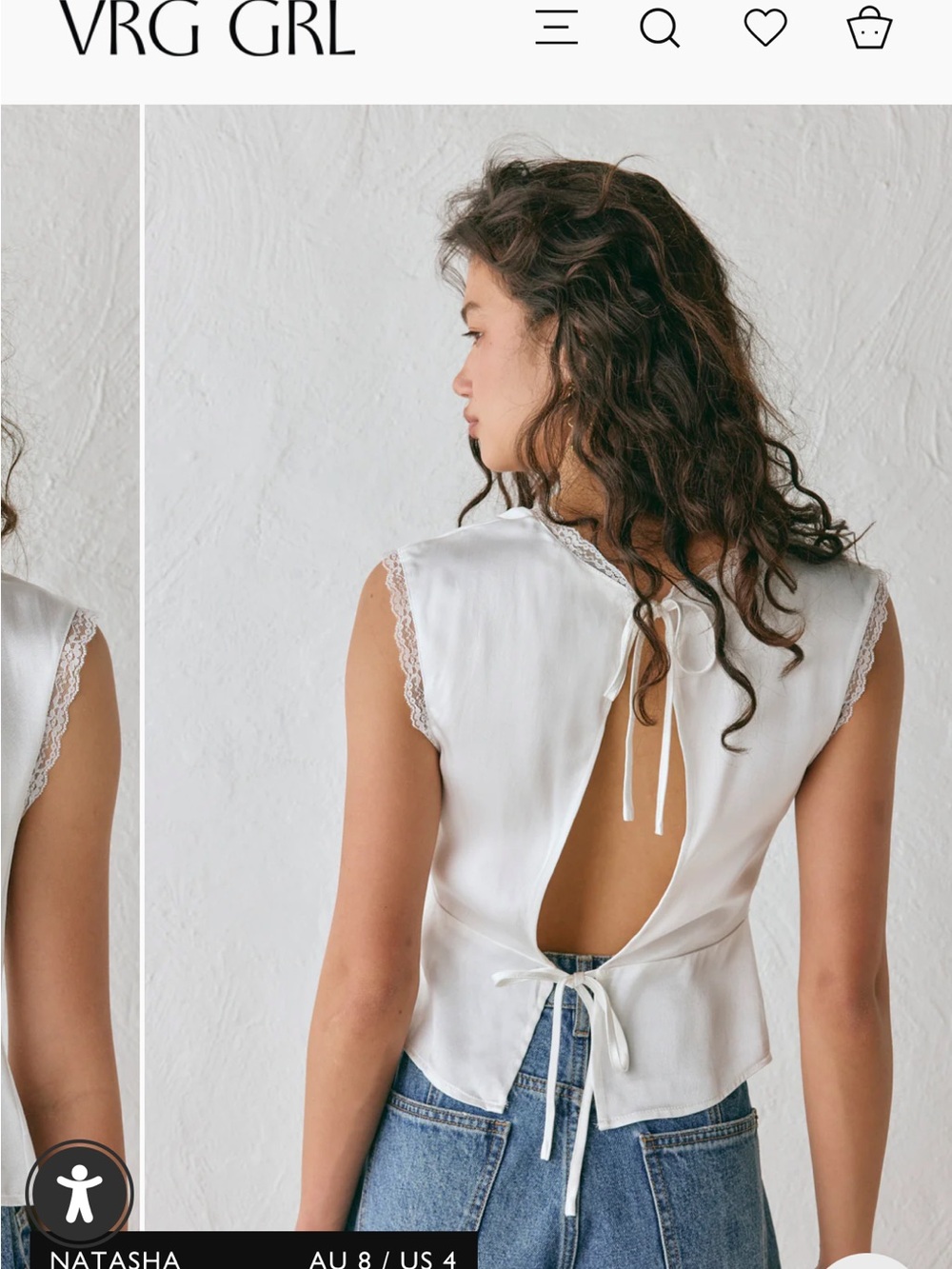 VRG GRL Vintage Lover Tie Back Top White - Picture 6 of 8
